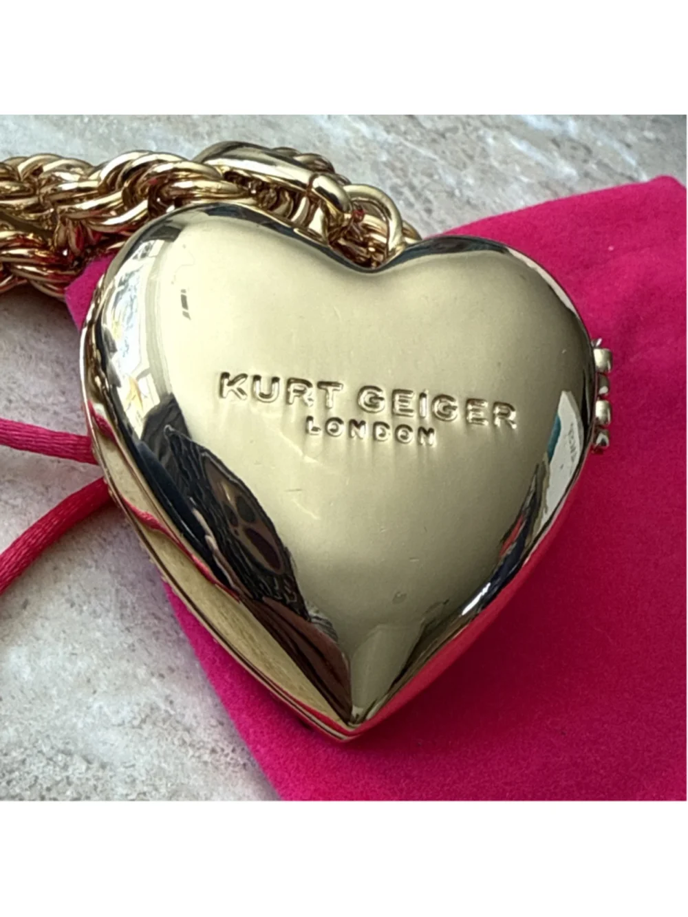 KURT GEIGER London Crystal Heart XL Locket Necklace Rainbow Eagle Head $198